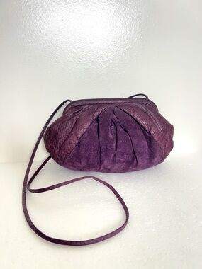 Samir Vintage 80’s 90’s cross body purse purple plum leather sued faux woven